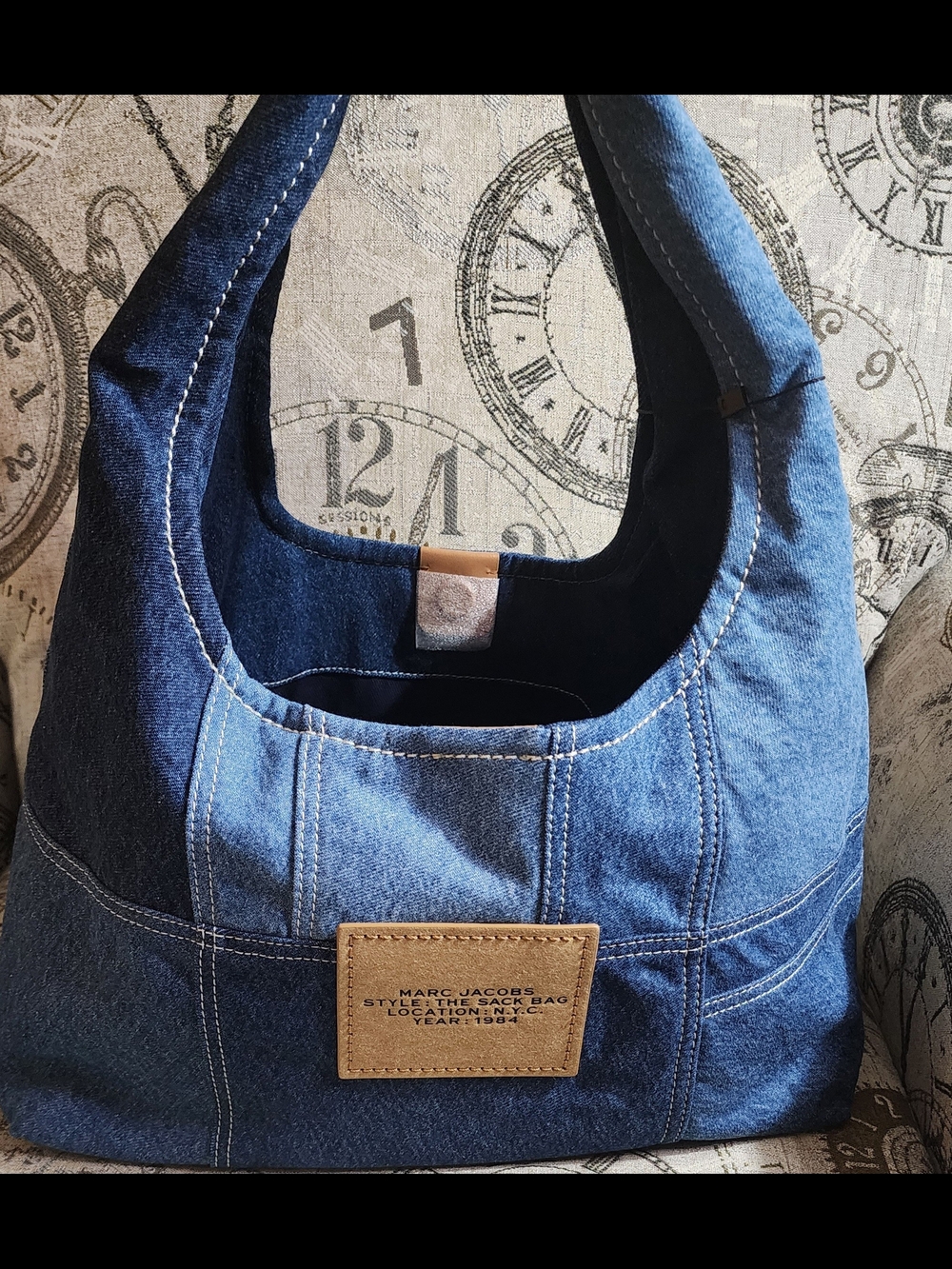 Marc Jacobs Nwt Large Patchwork Blue Denim 'The Sack Bag' Shoulder Tote - Picture 2 of 5